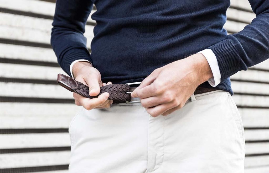 Highbuckle riem zonder gaatjes met flexibel verstellingssysteem voor perfecte pasvorm en moderne uitstraling